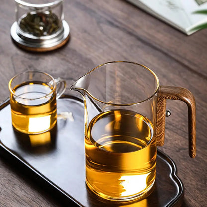 Elegant Glass Teapot with Wooden Handle